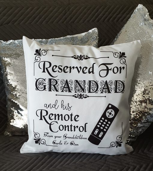 Reserved For Grandad And His Remote Control Grandad Printed Cushion