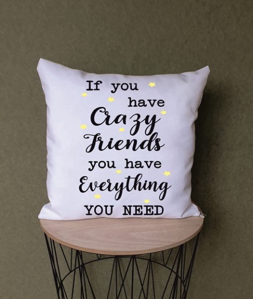 If You Have Crazy Friends, You Have Everything You Need” Crazy Friends Printed Cushion