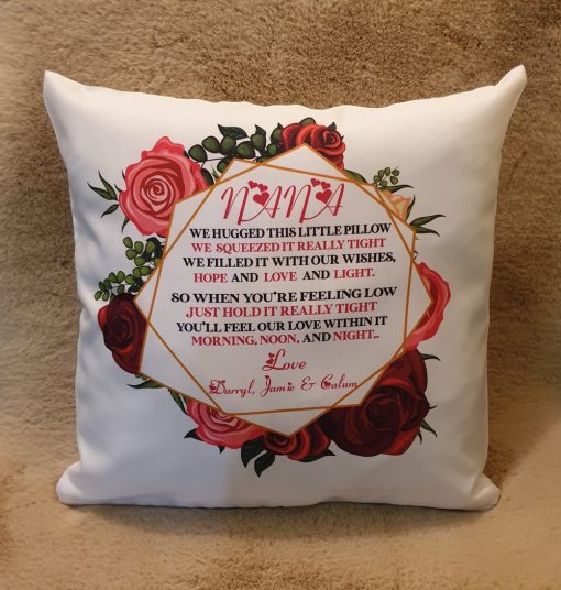 "We Hugged This Little Pillow" Personalised Printed Cushion