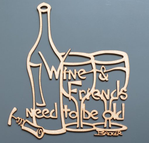 Indulge in the beauty of wine and friendship with our "Wine and Friends Need to be Old" wall art. This exquisite piece is designed to add a modern and minimalist touch to your bar or kitchen decor. Crafted with care, this captivating wall decor is the perfect finishing touch that will impress your guests and elevate the ambiance of your space.