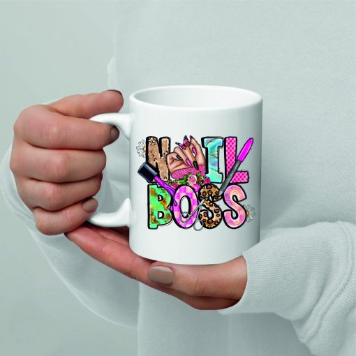 Nail Boss Printed Mug with motivational quote.