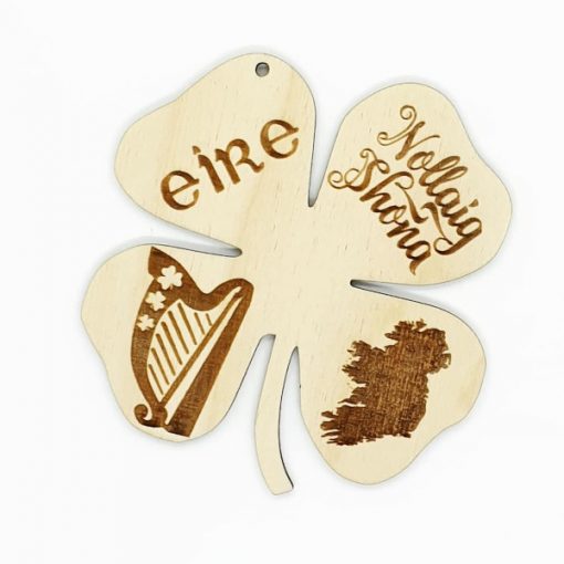 Four Leaf Clover Nollaig Shona Christmas Tree Decoration