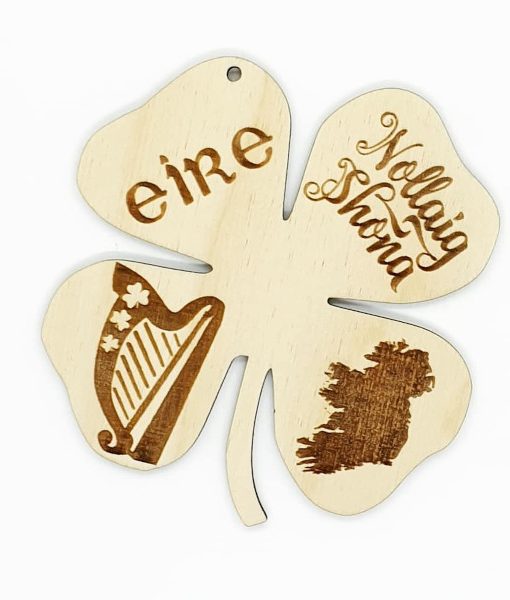 Four Leaf Clover Nollaig Shona Christmas Tree Decoration