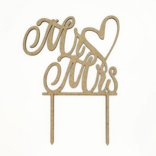 Mr and Mrs With Heart Cake Topper