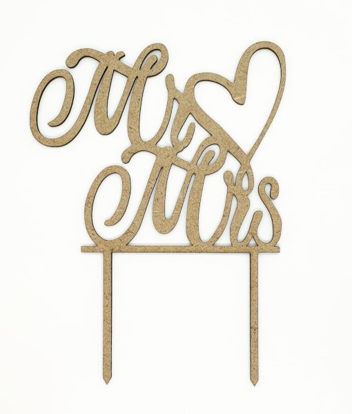 Mr and Mrs With Heart Cake Topper