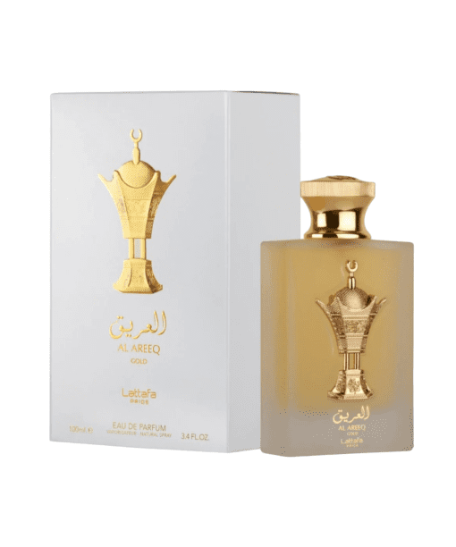 Embark on a captivating journey through the mysteries of the East with Lattafa Al Areeq Gold Eau de Parfum. This enchanting fragrance is a harmonious symphony of captivating notes meticulously crafted to elevate your senses and transform your everyday experiences into extraordinary moments. Opening with saffron and black tea, the fragrance immediately captures your attention with its intense and inviting top notes. This initial burst creates an aura of intrigue, setting the stage for a memorable olfactory adventure that unfolds like a captivating story. As the fragrance evolves, the heart notes come to life, revealing the alluring blend of incense and suede leather. These sophisticated accords intertwine seamlessly, adding an element of sensuality and mystery that resonates with your innermost desires. The journey concludes with the rich base notes of amberwood, vanilla, and musk. These elements combine to create a warm and luxurious foundation, leaving a lasting impression of refinement and elegance that complements your unique style. Lattafa Al Areeq Gold is more than just a fragrance; it's a celebration of individuality and the spirit of exploration. It's designed for those who fearlessly embrace their unique essence and seek to stand out in a crowd. With each spritz, you'll be transported to the enchanting realms of the East, inspired to follow your instincts and embrace new challenges with poise and confidence. Unleash your inner adventurer and make Lattafa Al Areeq Gold your companion on your daily escapades. Let the magic of this exquisite oriental fragrance amplify your allure and make every moment unforgettable. Embrace the allure of the East and let Lattafa Al Areeq Gold be a testament to your sophistication and individuality.