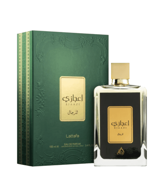 Lattafa Ejaazi Eau de Parfum - A versatile unisex amber fragrance that combines marine, bergamot, sandalwood, and musk notes, suitable for all occasions.