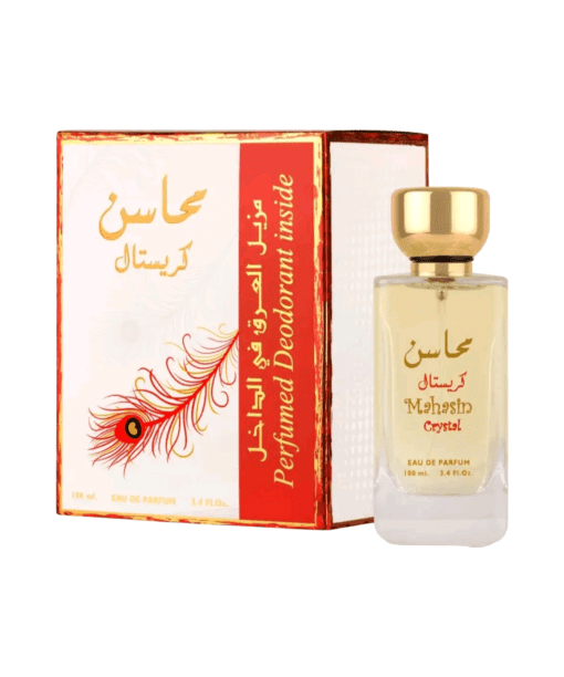 Experience Eastern opulence with Mahasin Crystal by Lattafa Perfumes—a floral-woody masterpiece for women. Its vibrant fruity top notes, delicate floral heart, and warm musky base make it the perfect signature scent for any occasion.