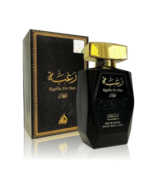 : Lattafa Raghba For Men Eau de Parfum - An empowering fragrance with oriental, citrus, and fougère notes, perfect for ambitious individuals