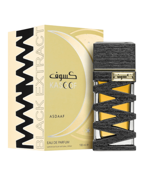 Explore Asdaaf Kasoof Black Extract by Asdaaf Parfumes, a captivating fragrance blending sweet and spicy notes with the aroma of dates and the enigmatic touch of oud. Versatile for all seasons, it exudes sophistication and charm, setting you apart in any season.