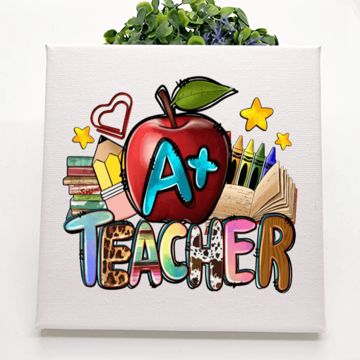 Enhance your classroom or show appreciation with our 'A+ Teacher' Printed Canvas – a thoughtful gift for educators and a delightful classroom decoration. Order yours today!