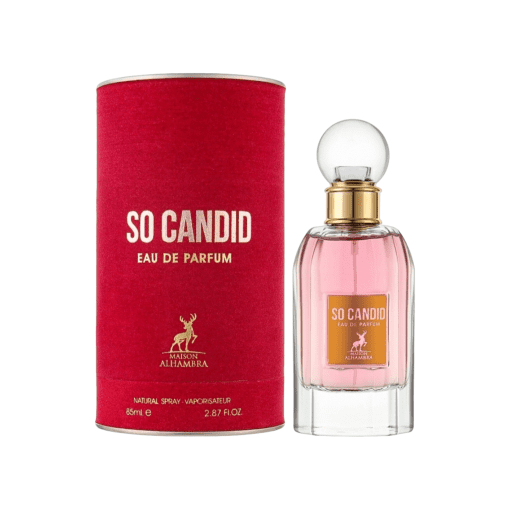 "So Candid" by Maison Alhambra: A vibrant blend of fruity freshness and floral sensuality,