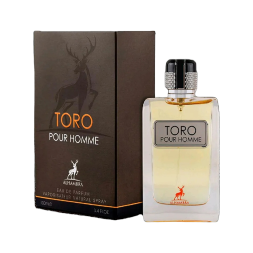 Explore Toro Pour Homme by Maison Alhambra—a captivating blend of citrus freshness, earthy depth, and warm woods.