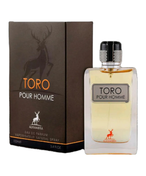 Explore Toro Pour Homme by Maison Alhambra—a captivating blend of citrus freshness, earthy depth, and warm woods.