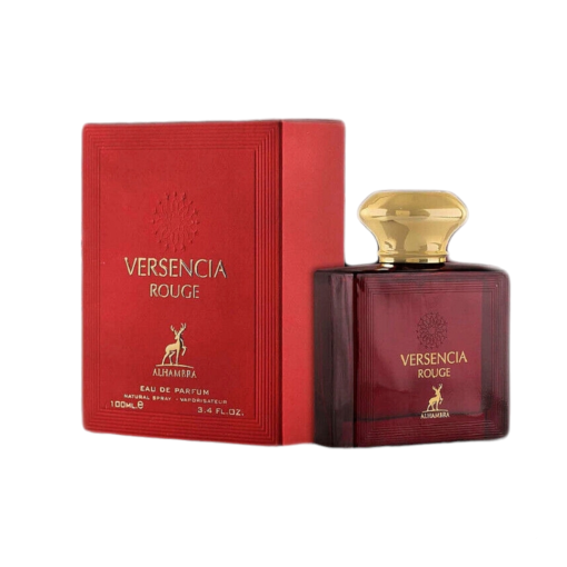 Discover Versencia Rouge—a woody fragrance exuding masculine allure.