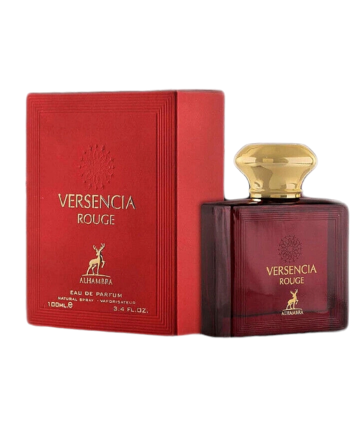 Discover Versencia Rouge—a woody fragrance exuding masculine allure.