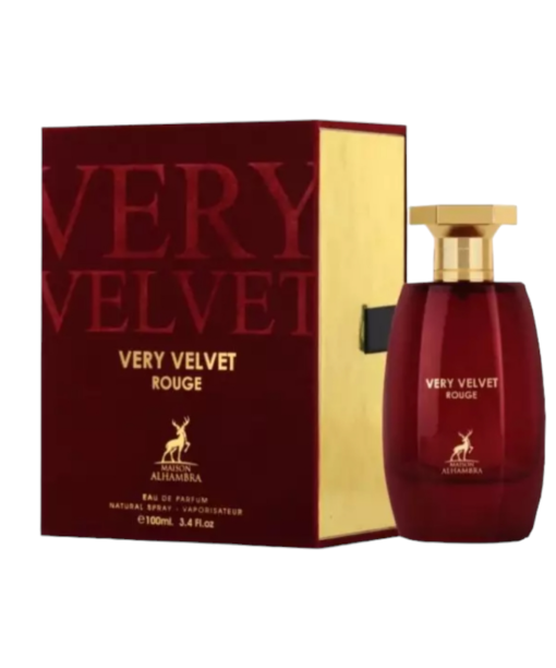 Discover Very Velvet Rouge by Maison Alhambra—a captivating blend of fruity and floral notes for vibrant elegance.