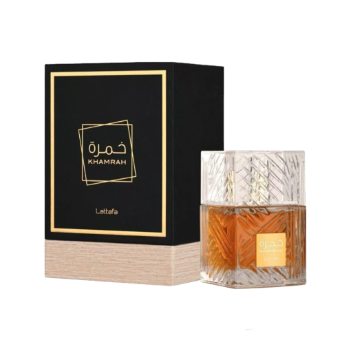 Experience Khamrah by Lattafa Parfumes: a captivating blend of spicy warmth, sweet notes, and luxurious undertones, offering sophistication in every spritz.